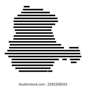 Symbol Map of the City Elmshorn (Germany) showing the city with just a few black horizontal lines