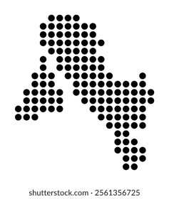 Symbol Map of the City Elsene_Ixelles (Belgium) showing the city with a pattern of just a few black dots