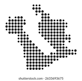 Symbol Map of the city Eltville am Rhein (Hessen, Germany) showing the city with a pattern of just a few black dots