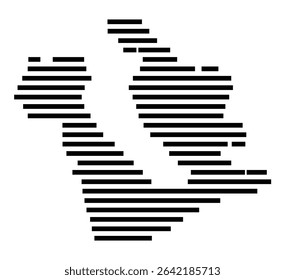 Symbol Map of the city Eltville am Rhein (Hessen, Germany) showing the area of the city with just a few black horizontal lines