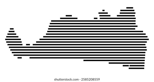 Symbol Map of the City Emden (Germany) showing the city with just a few black horizontal lines