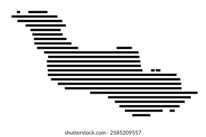 Symbol Map of the City Emmerich am Rhein (Germany) showing the city with just a few black horizontal lines