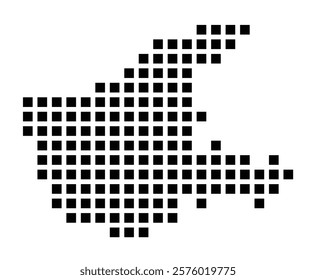 Symbol Map of the City Emsdetten (Germany) showing the city with a pattern of just a few black squares