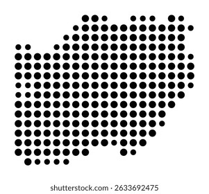 Symbol Map of the city Endingen am Kaiserstuhl (Baden-Württemberg, Germany) showing the city with a pattern of just a few black dots