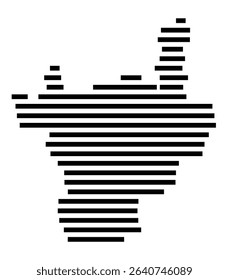 Symbol Map of the city Engen (Baden-Württemberg, Germany) showing the area of the city with just a few black horizontal lines