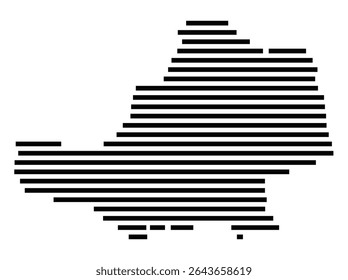 Symbol Map of the city Ennigerloh (Nordrhein-Westfalen, Germany) showing the area of the city with just a few black horizontal lines