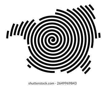Symbol Map of the city Ense (Nordrhein-Westfalen, Germany) showing the city with a black spiral line