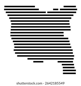 Symbol Map of the city Erbach (Hessen, Germany) showing the area of the city with just a few black horizontal lines