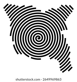 Symbol Map of the city Erbach (Hessen, Germany) showing the city with a black spiral line