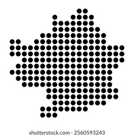 Symbol Map of the City Erfurt (Germany) showing the city with a pattern of just a few black dots