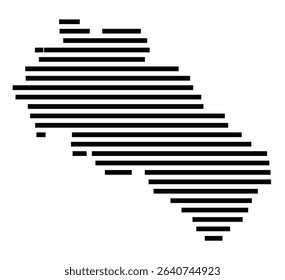 Symbol Map of the city Ergolding (Bayern, Germany) showing the area of the city with just a few black horizontal lines