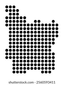 Symbol Map of the City Erlangen (Germany) showing the city with a pattern of just a few black dots