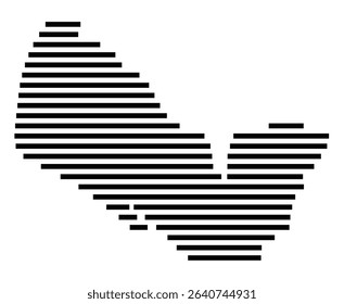 Symbol Map of the city Erlenbach a.Main (Bayern, Germany) showing the area of the city with just a few black horizontal lines