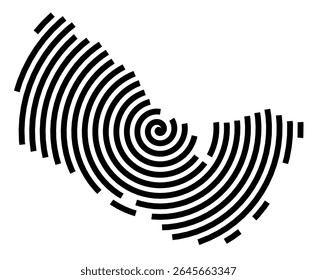 Symbol Map of the city Erlenbach a.Main (Bayern, Germany) showing the city with a black spiral line