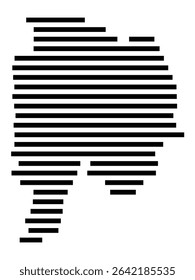 Symbol Map of the city Erlensee (Hessen, Germany) showing the area of the city with just a few black horizontal lines