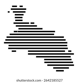 Symbol Map of the city Eschwege (Hessen, Germany) showing the area of the city with just a few black horizontal lines