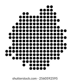 Symbol Map of the City Eschweiler (Germany) showing the city with a pattern of just a few black dots