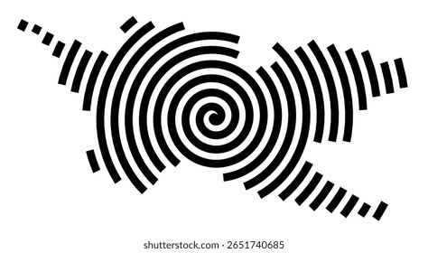 Mapa de símbolos da cidade Ettenheim (Baden-Württemberg, Alemanha) mostrando a cidade com uma linha espiral preta
