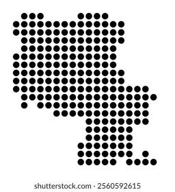 Symbol Map of the City Euskirchen (Germany) showing the city with a pattern of just a few black dots