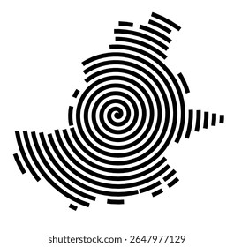 Symbol Map of the city Eutin (Schleswig-Holstein, Germany) showing the city with a black spiral line