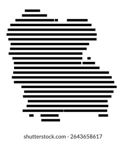Symbol Map of the city Extertal (Nordrhein-Westfalen, Germany) showing the area of the city with just a few black horizontal lines