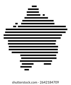 Symbol Map of the city Felsberg (Hessen, Germany) showing the area of the city with just a few black horizontal lines