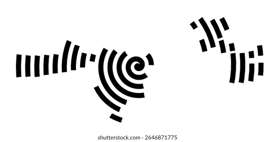 Mapa de símbolos da cidade Feucht (Bayern, Germany) mostrando a cidade com uma linha espiral preta