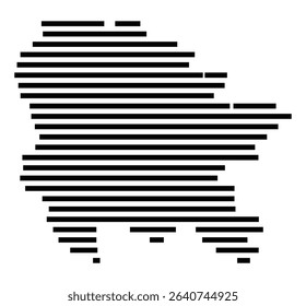 Symbol Map of the city Feuchtwangen (Bayern, Germany) showing the area of the city with just a few black horizontal lines
