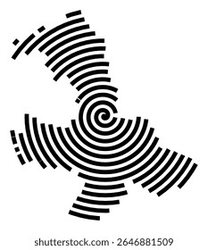 Symbol Map of the city Finsterwalde (Brandenburg, Germany) showing the city with a black spiral line