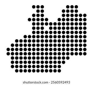 Symbol Map of the City Flensburg (Germany) showing the city with a pattern of just a few black dots