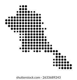 Mapa simbólico de la ciudad Forst (Lausitz) (Brandeburgo, Alemania) que muestra la ciudad con un patrón de solo unos pocos puntos negros