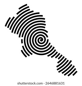 Mapa de símbolos da cidade Forst (Lausitz) (Brandenburg, Alemanha) mostrando a cidade com uma linha espiral preta