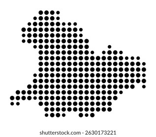 Symbol Map of the city Frankenberg_Sa. (Sachsen, Germany) showing the city with a pattern of just a few black dots