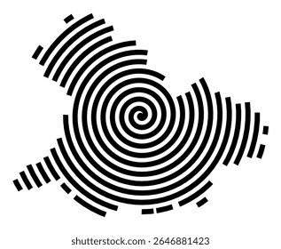 Symbol Map of the city Frankenberg_Sa. (Sachsen, Germany) showing the city with a black spiral line