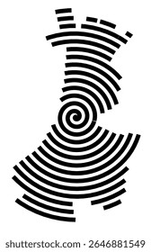 Symbol Map of the city Fredersdorf-Vogelsdorf (Brandenburg, Germany) showing the city with a black spiral line