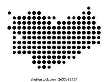 Symbol Map of the city Freiberg am Neckar (Baden-Württemberg, Germany) showing the city with a pattern of just a few black dots