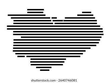 Symbol Map of the city Freiberg am Neckar (Baden-Württemberg, Germany) showing the area of the city with just a few black horizontal lines