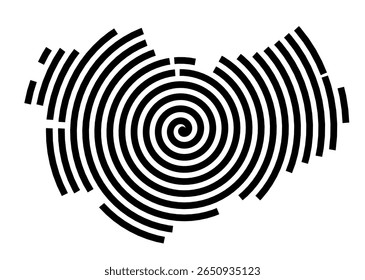 Symbol Map of the city Freiberg am Neckar (Baden-Württemberg, Germany) showing the city with a black spiral line
