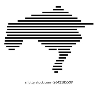 Symbol Map of the city Freigericht (Hessen, Germany) showing the area of the city with just a few black horizontal lines