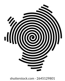 Symbol Map of the city Freilassing (Bayern, Germany) showing the city with a black spiral line