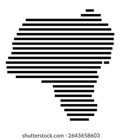 Symbol Map of the city Freudenberg (Nordrhein-Westfalen, Germany) showing the area of the city with just a few black horizontal lines