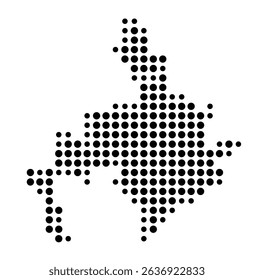 Symbol Map of the city Friedland (Niedersachsen, Germany) showing the city with a pattern of just a few black dots
