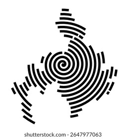 Symbol Map of the city Friedland (Niedersachsen, Germany) showing the city with a black spiral line