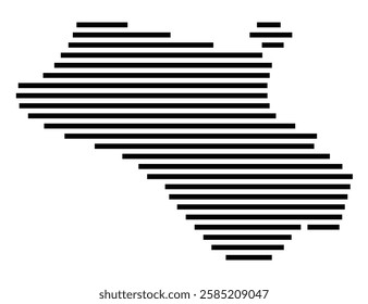 Symbol Map of the City Friedrichsdorf (Germany) showing the city with just a few black horizontal lines