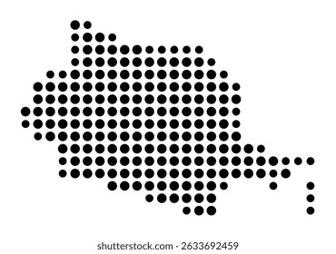 Symbol Map of the city Friesenheim (Baden-Württemberg, Germany) showing the city with a pattern of just a few black dots