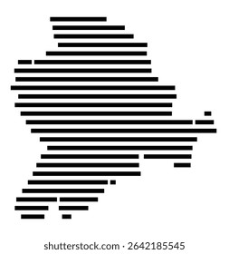 Symbol Map of the city Fritzlar (Hessen, Germany) showing the area of the city with just a few black horizontal lines