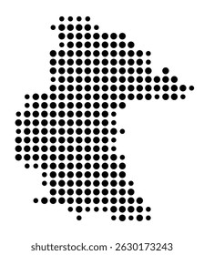 Symbol Map of the city Frohburg (Sachsen, Germany) showing the city with a pattern of just a few black dots