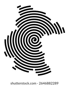 Symbol Map of the city Frohburg (Sachsen, Germany) showing the city with a black spiral line