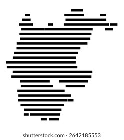 Symbol Map of the city Fuldatal (Hessen, Germany) showing the area of the city with just a few black horizontal lines