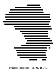 Symbol Map of the city Gaildorf (Baden-Württemberg, Germany) showing the area of the city with just a few black horizontal lines